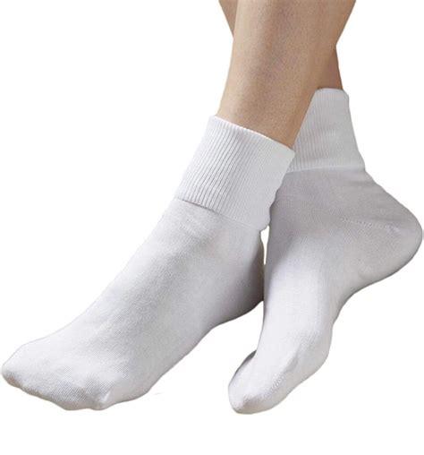 3 Pair Womens Buster Brown 100 Cotton Ankle Fold Over Cuff Socks Non