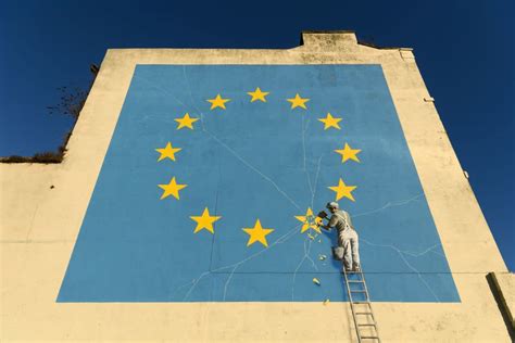 banksys brexit mural  disappeared   side   uk building