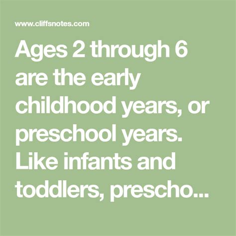 ages      early childhood years  preschool years