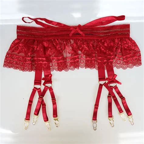 sexy garters lace women sexy suspender belts female bow 8 straps gold