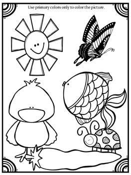 primary colors coloring sheet  danahs creative teaching tools