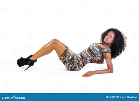 Skinny Attractive Teen African American Girl Reclining Stock Image