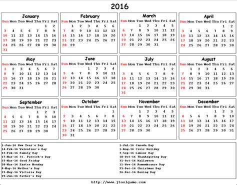 calendar with holidays 2016 pictures images