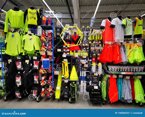sports equipment   sizes  colors  decathlon editorial photography image