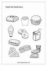 Coloring Food Worksheets Pages Sheets Sheet Items Vegetables Fruits Miscellaneous Printables Template Megaworkbook Fruit Templates French sketch template