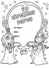 Coloring Birthday Pages Happy Card Grandma Printable Party Kids Princess Cards Invitation Mom Color Print Teacher Invite Daddy Girls Template sketch template