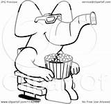 Elephant Eating Popcorn Clipart Cartoon Movie Watching 3d Coloring Theater Outlined Vector Thoman Cory Happy Regarding Notes 2021 Clipartof sketch template