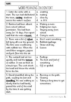 word meaning in context reading comprehension by mrs macs apples