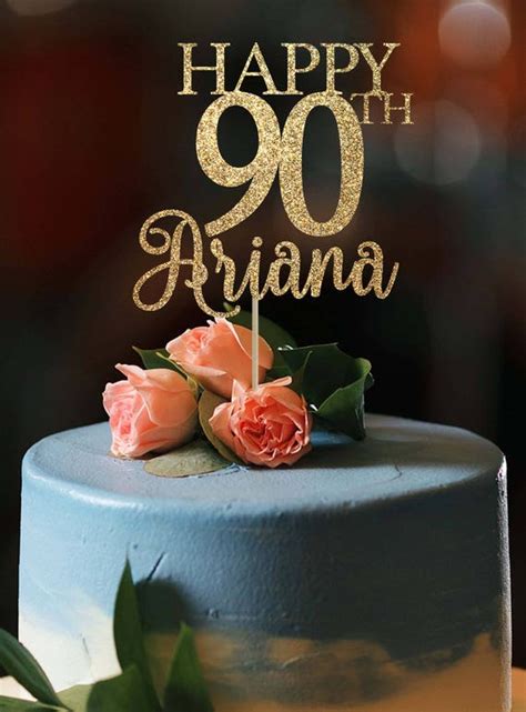90th Birthday Cake Topper Any Age Cake Topper Happy 90th Etsy