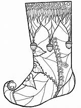Coloring Christmas Pages Stockings Pine Decorated Fruit Netart sketch template
