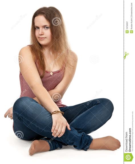 Girl Sitting In The Lotus Position Royalty Free Stock