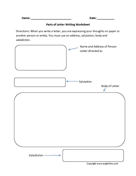 letter writing worksheets parts  letter writing worksheets letter