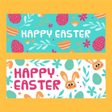 happy hand drawn easter banner template  vector