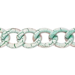 chain aluminum crackled white green red mm curb sold  pkg   inches fire