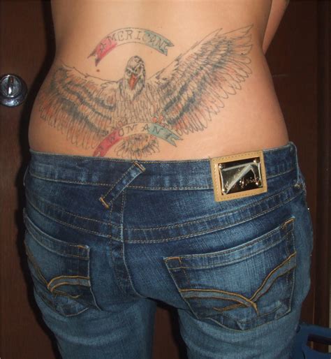 Patriotic Eagle On Lower Back Tattoo Picture