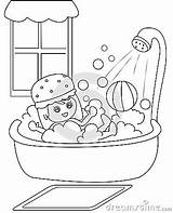 Coloring Bath Taking Kids Stock Useful Book sketch template