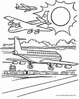 Coloring Airplane Pages Landing Plane Airport Colouring Kids Planes Visit Transportation Boys Printable sketch template