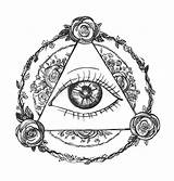 Eye Terzo Occhio Oog Cerchi Triangoli Triangles Driehoeken Derde Cirkels Mandala Vettoriale sketch template