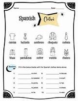Spanish Clothing Worksheet Items Packet Sunny sketch template