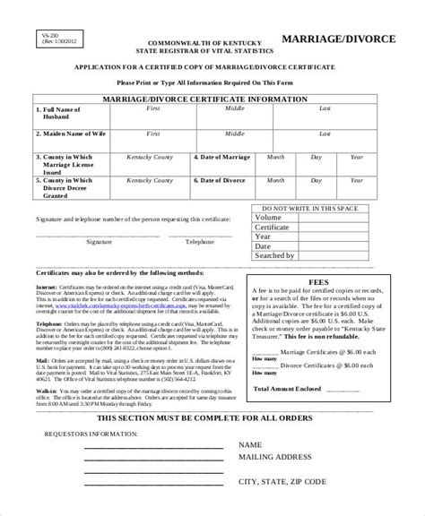 printable divorce papers kentucky tutoreorg master  documents