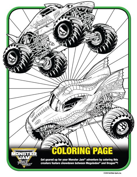 dragon monster truck coloring page youngandtaecom monster truck
