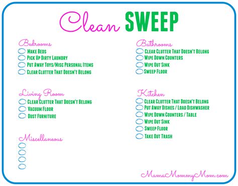 daily cleaning checklist printable