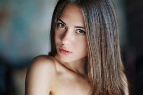 Catherine Timokhina Women Model Brunette Long Hair Hazel Eyes