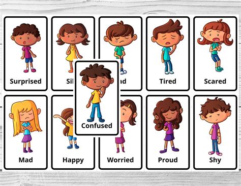 emotions flash cards printable feelings instant  etsy