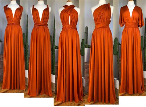 Burnt Orange Bridesmaid Dress Custom Lengths Convertible Etsy