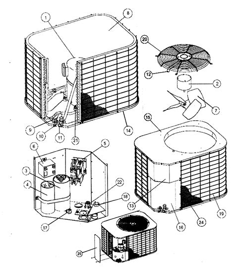 air conditioner condenser parts diagram  ac unit diagram schematic  water cooled