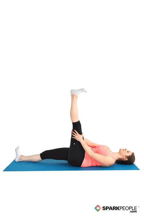 lying hamstring stretch exercise demonstration sparkpeople