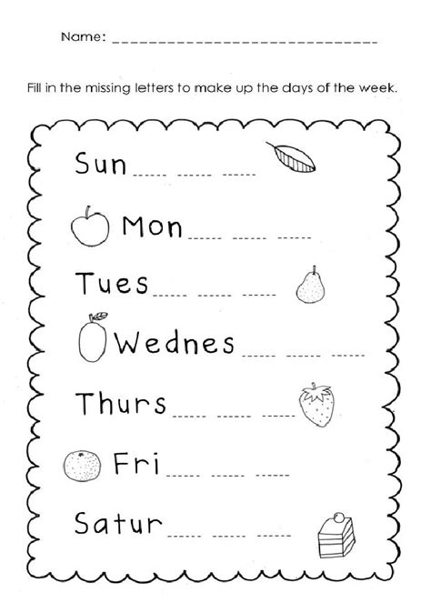 printable  days   week worksheets  activity
