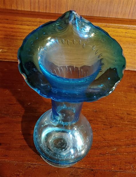 Hand Blown Blue Glass Vase Made In Mexico Used Etsy