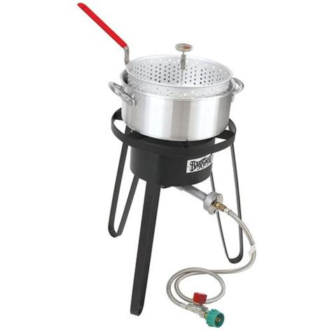 bayou classic   burner propane  lb cylinder manual black steel outdoor stove  lowescom