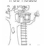 Treehouse Coloring Tree Kids Two sketch template