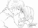 Anime Hugging Coloring Pages Couple Cute Template sketch template