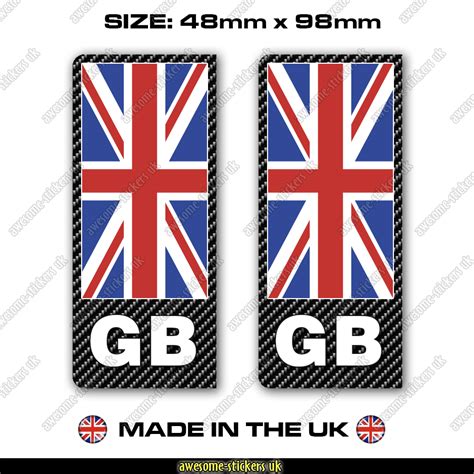 number plate stickers  gb great britain flag