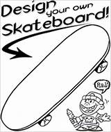 Skateboard Coloring Own Pages Printable Party Template Sheet Skate Colouring Deck Birthday Kids Print Boys Printables Designs Sports Vbs Playing sketch template