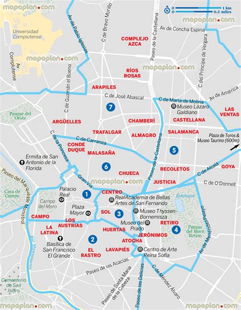 madrid top tourist attractions map main neighbourhoods plan