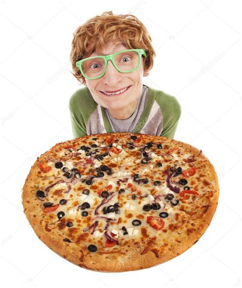 funny guy  pizza stock photo  ninamalyna