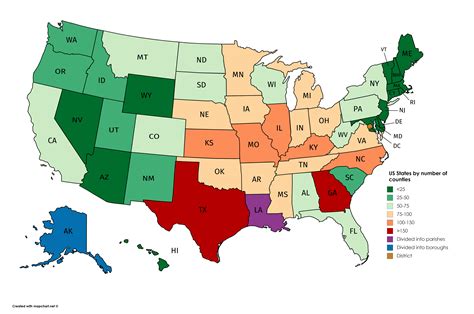 states  number  counties  mapporn
