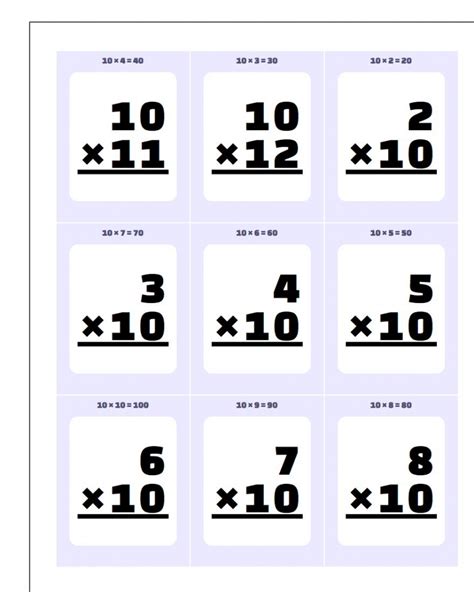 printable multiplication flash cards   printable card