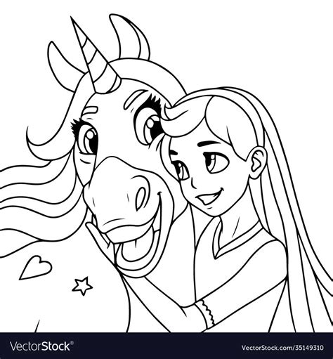 lovely unicorn   cute girl royalty  vector image