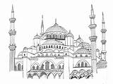 Drawing Mosque Masjid Blue Islamic Drawings Architecture Building Illustration Buildings Ottoman Getdrawings Mosk Sketches Elles Nl sketch template