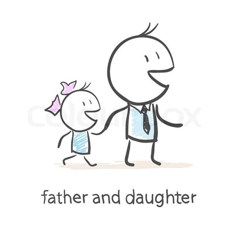 father and daughter stock vector colourbox