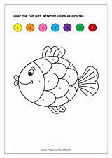 Worksheets Color Printable Recognition Numbers Number Colors Worksheet Coloring Fish Kids Kindergarten Preschool Megaworkbook Shapes Pages Activities Printables Given Math sketch template