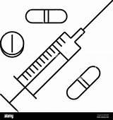Tabletten Medikamente Spritzen Leitung Pillen Speichern sketch template