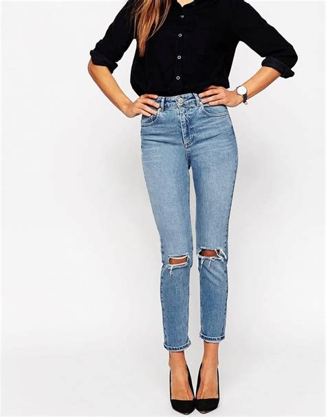 asos farleigh high waist slim mom jeans  cheap jeans popsugar fashion photo