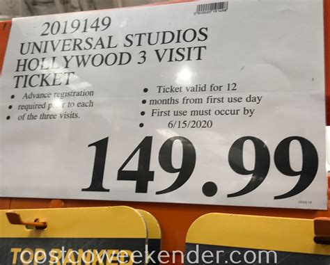 universal studios hollywood  visit ticket  costco weekender