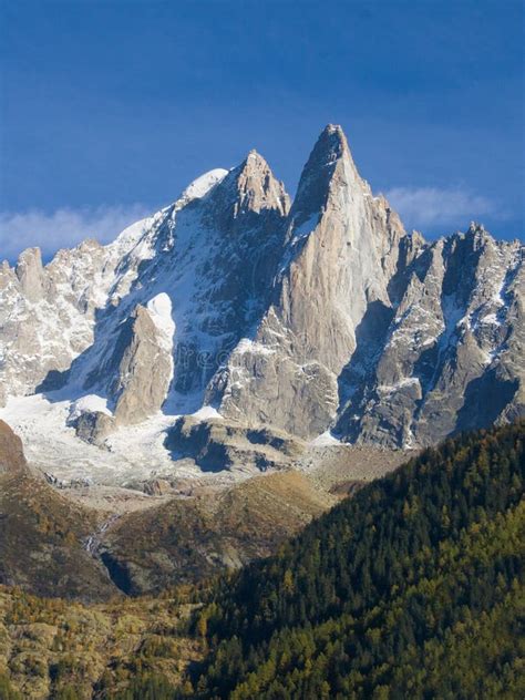 aiguille du dru   montblanc massif french alps stock image